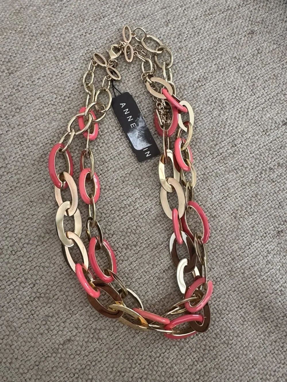 NWT Anne Klein Gold and Coral Chain Necklace